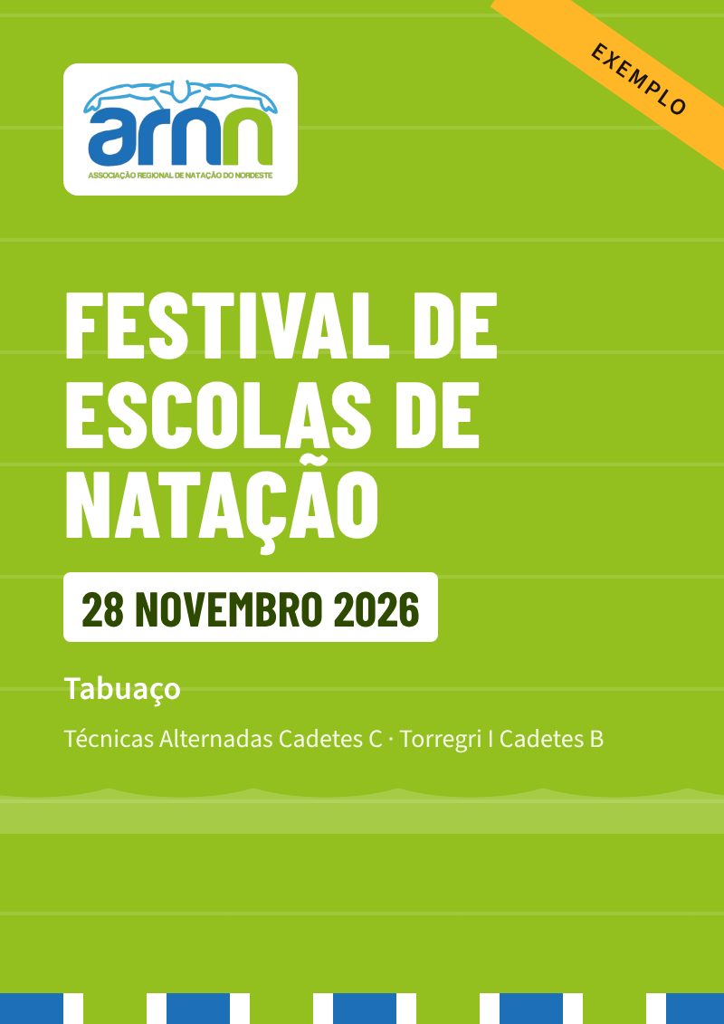 Cartaz: Festival de Escolas de Natação e Encontro de Técnicas Alternadas Cadetes C e Torregri I Cadetes B