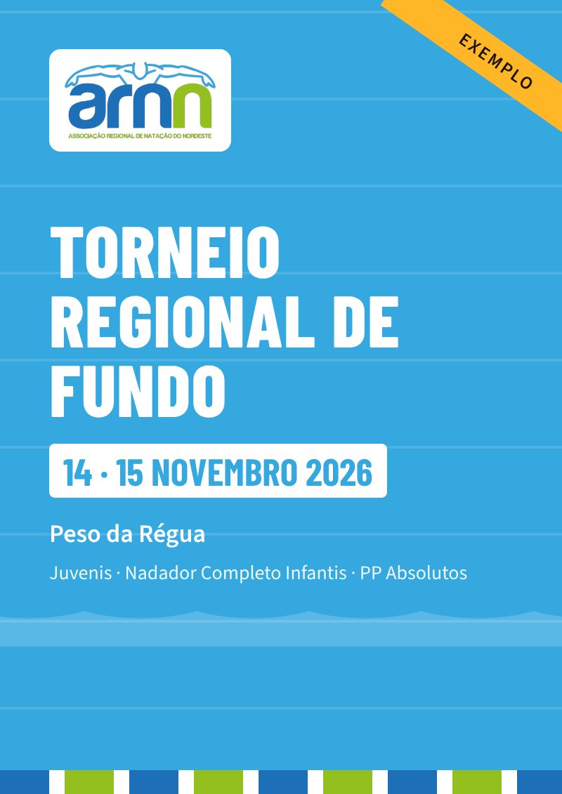Cartaz: Torneio Regional de Fundo Juvenis, TR Nadador Completo Infantis e Prova de Preparação de Absolutos